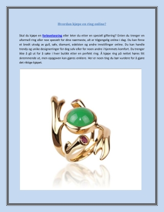 Hvordan kjøpe en ring online