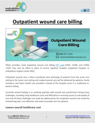 Outpatient wound care billing