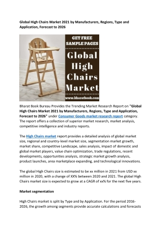 Global High Chairs Market Size Study By Type and Regional Forecasts to 2026