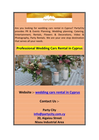 Professional Wedding Cars Rental in Cyprus