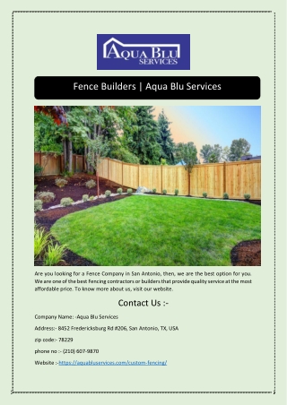 Fence Builders | Aqua Blu Services