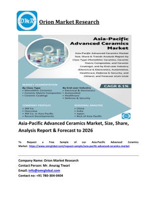 Asia-Pacific Advanced Ceramics Market Trends, Size, Competitive Analysis and For