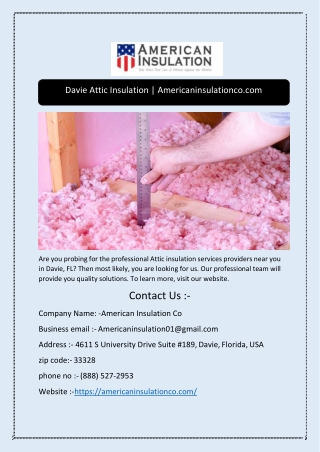 Davie Attic Insulation | Americaninsulationco.com