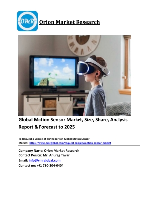 Global Motion Sensor Market Trends, Size, Competitive Analysis and Forecast 2019