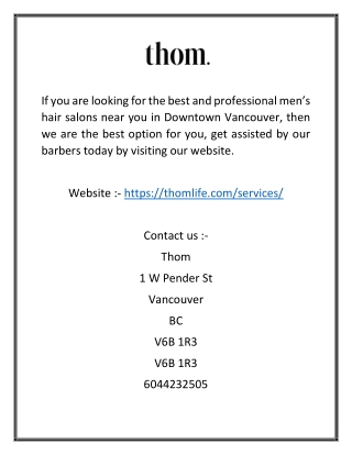 Men’s Haircut Vancouver  Thomlife.com