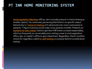 PT INR Home Monitoring System