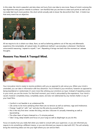 Exactly How To Create A Calm Mind
