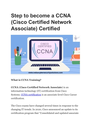 Step to become a CCNA in kolkata