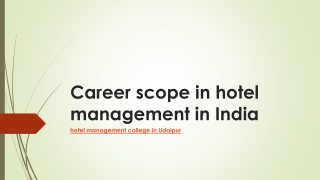 Career scope in hotel management in India