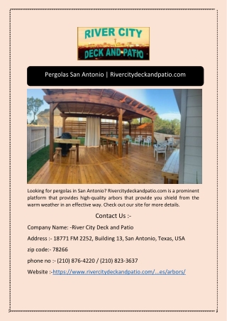 Pergolas San Antonio | Rivercitydeckandpatio.com