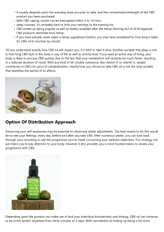 How Long Do The Impacts Of Cbd Last?