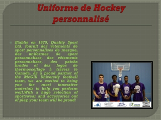 Uniforme de Hockey personnalisé