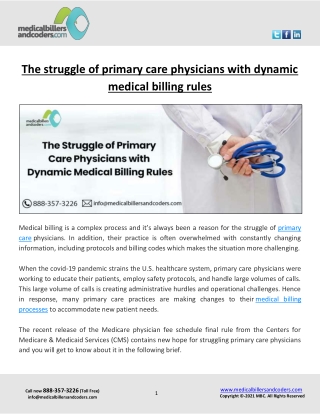 The struggle of primary care physicians with dynamic medical billing rules