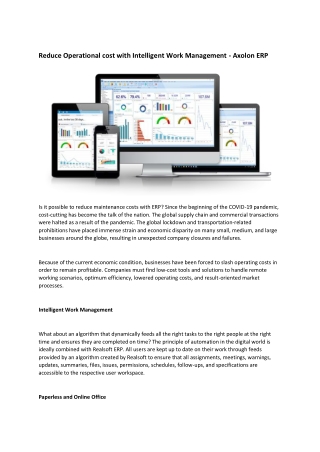 Reduce Operational cost with Intelligent Work Management