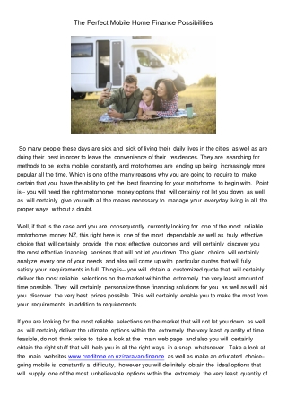 ThePerfectMobileHomeFinancePossibilities