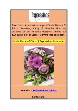 Stella Gemma T-Shirts  Expressionsfloral.co.nz