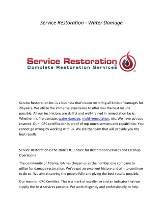 Service Restoration- Water Damage