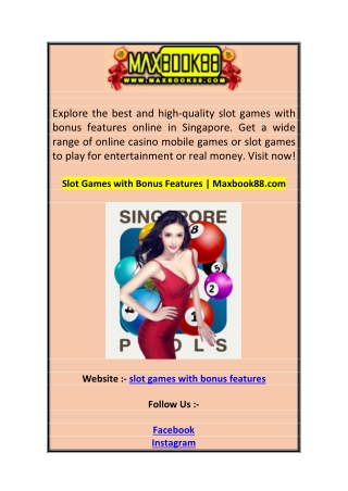 Slot Games with Bonus Features  Maxbook88.com 0