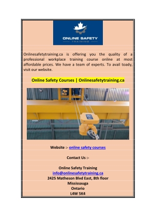 Online Safety Courses  Onlinesafetytraining.ca 0