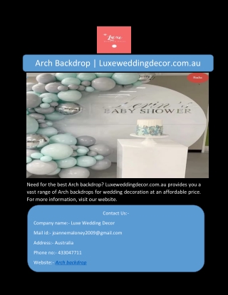 Arch Backdrop | Luxeweddingdecor.com.au