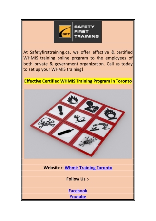 Effective Certified WHMIS Training Program in Toronto 0