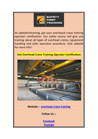 Get Overhead Crane Training Operator Certification 0