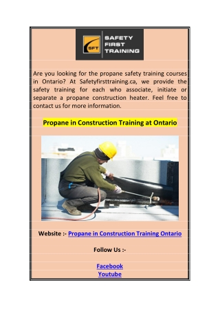 Propane in Construction Training at Ontario 0