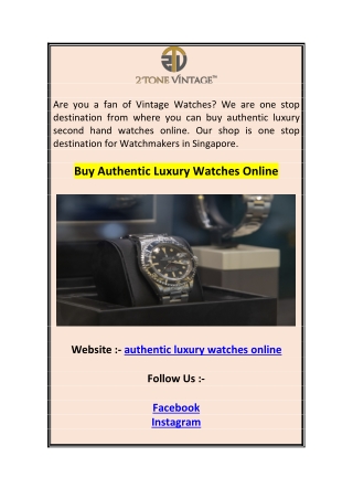 Buy Authentic Luxury Watches Online 0