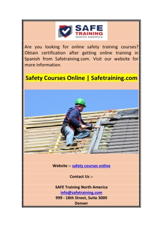 Safety Courses Online  Safetraining.com