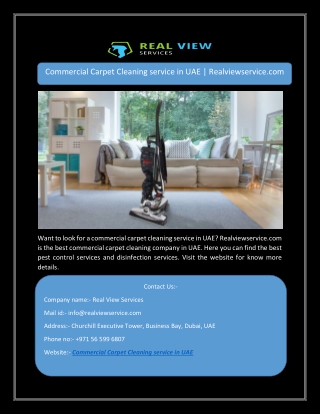 Commercial Carpet Cleaning service in UAE | Realviewservice.com