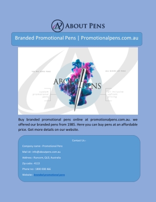 Branded Promotional Pens | Promotionalpens.com.au