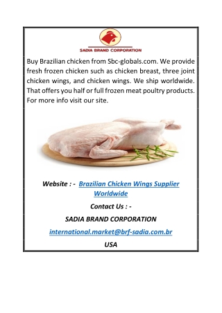 Brazilian Chicken Wings Supplier Worldwide | Sbc-globals.com