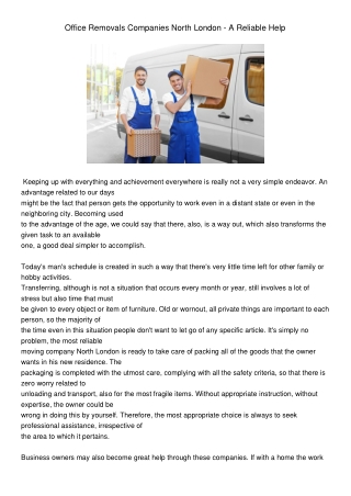 OfficeRemovalsCompaniesNorthLondon-AReliableHelp