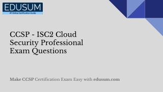 CCSP - ISC2 Cloud Security Professional Exam Questions PDF