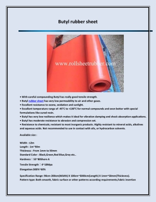 Butyl rubber sheet