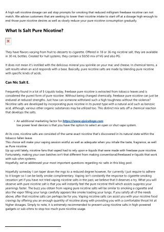 Do Pure Nicotine Salts Call For A Specialized Vaping Tool?