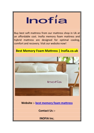 Best Memory Foam Mattress  Inofia.co.uk 0