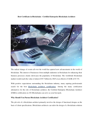 Best Certificate in Blockchain - Certified Enterprise Blockchain Architect