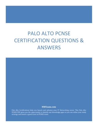 Palo Alto PCNSE Certification Questions & Answers