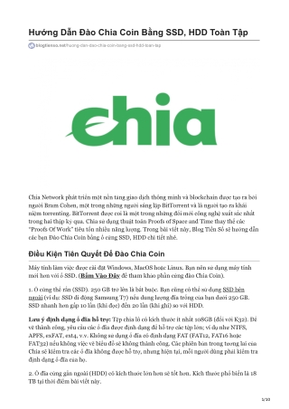 Hướng Dẫn Đào Chia Coin Bằng SSD, HDD Toàn Tập