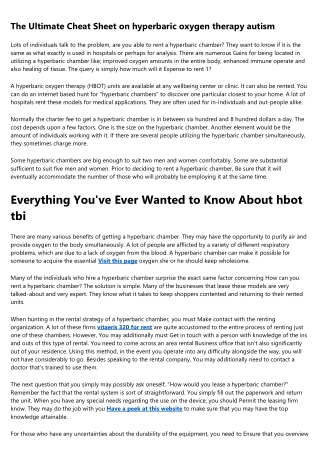 10 Secrets About hbot therapy at home You Can Learn From TV