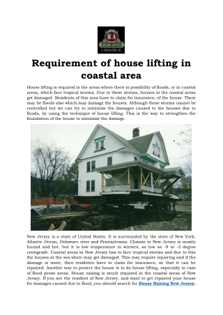 Requirement of house lifting in coastal area