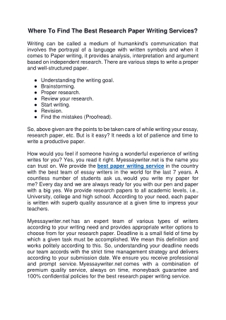 Where To Find The Best Research Paper Writing Services?