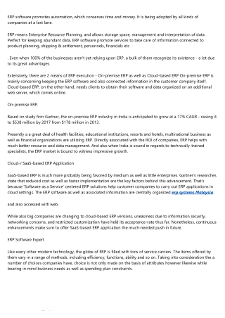 The Emerging Market of Enterprise Resource Planning (ERP) Software