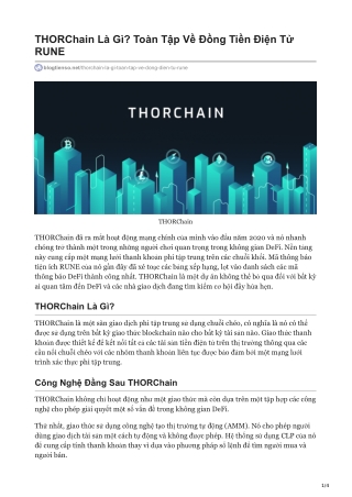 THORChain Là Gì Toàn Tập Về Đồng Tiền Điện Tử RUNE