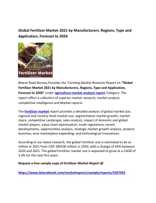 Global Fertilizer Market 2021 by Manufacturers Forecast 2026