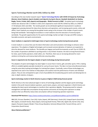 Sports Technology Market with COVID-19 Impact