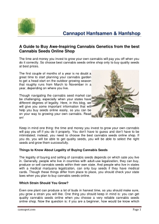 A Guide to Buy Awe-Inspiring Cannabis Genetics from the best Cannabis Seeds Online Shop