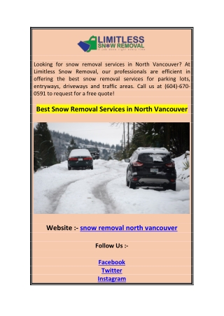 Best Snow Removal Services in North Vancouver 0