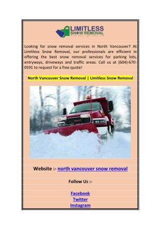 North Vancouver Snow Removal  Limitless Snow Removal 1